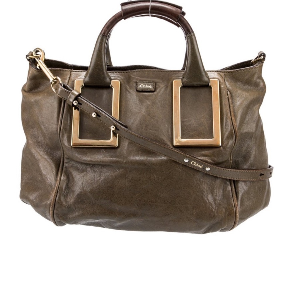 VINTAGE Chloe Olive Leather Tote Bag